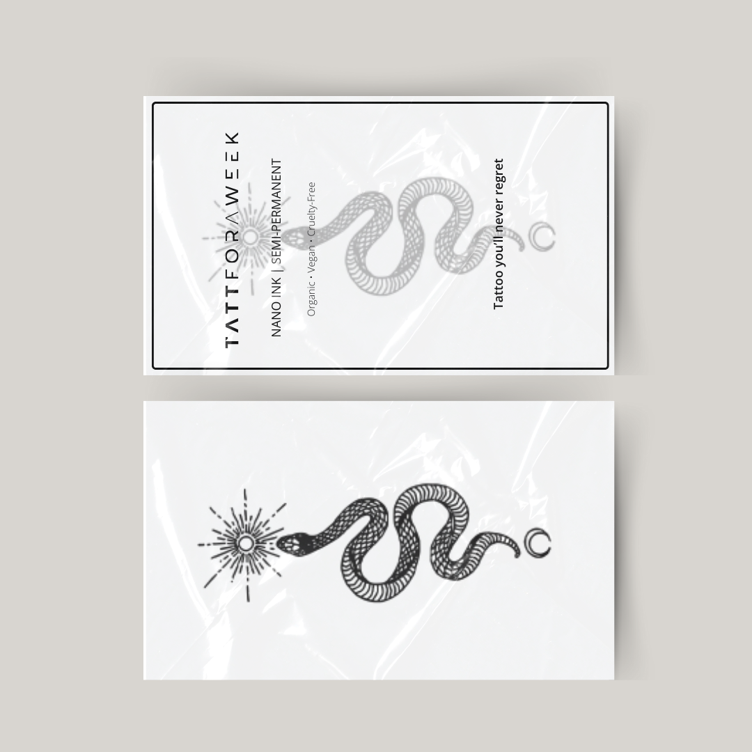 Tatuagem temporária de cobra, sol e lua