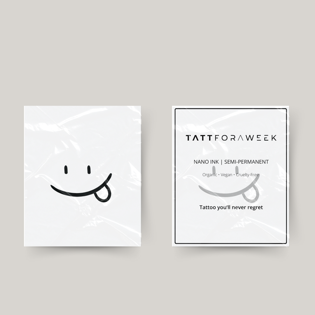 Tatuagem temporária smiley com língua