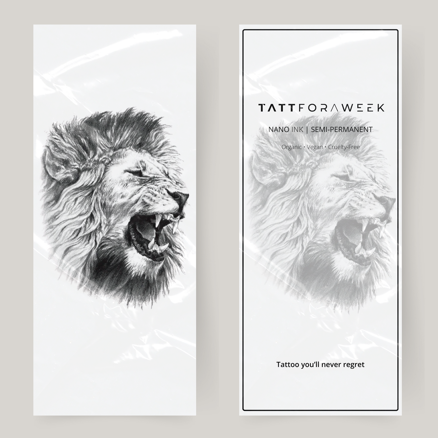 Grande tatuagem falsa de leão que ruge