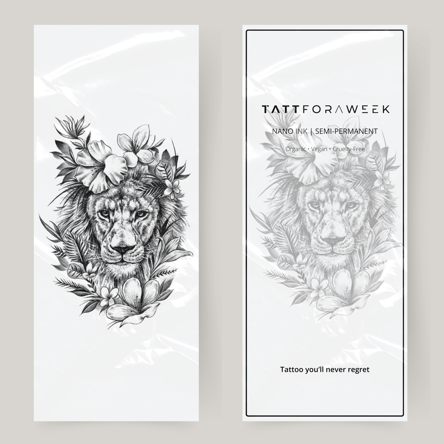 Grande tatuagem falsa de tigre com flores