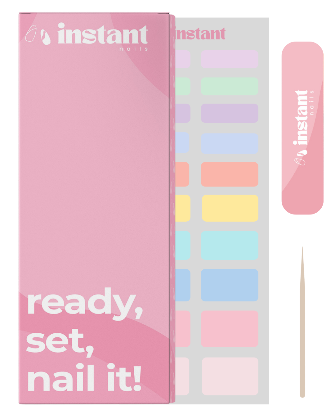 Adesivos para unhas arco-íris pastel