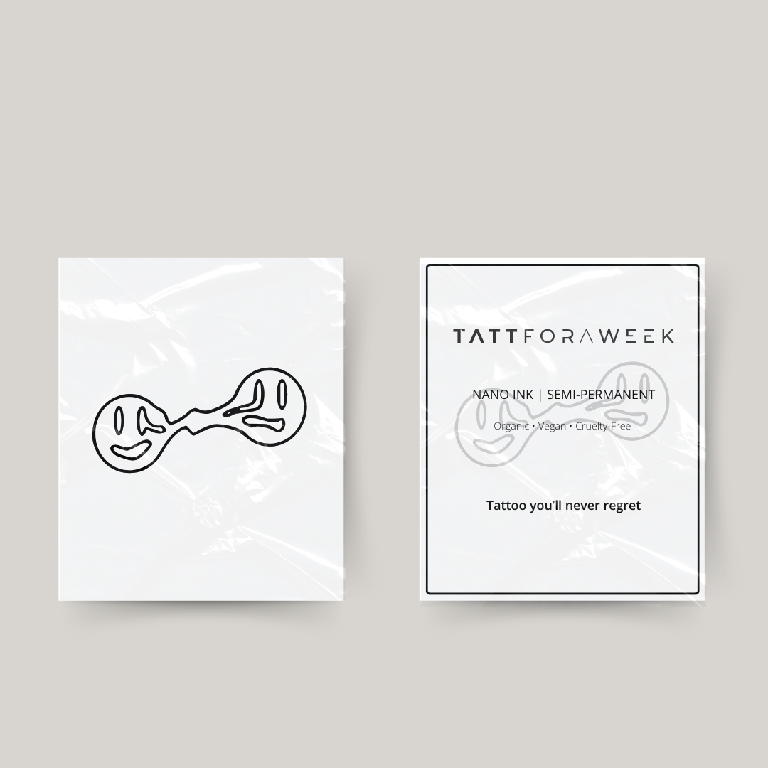 Tatuagem temporária de smileys fundidos entre si