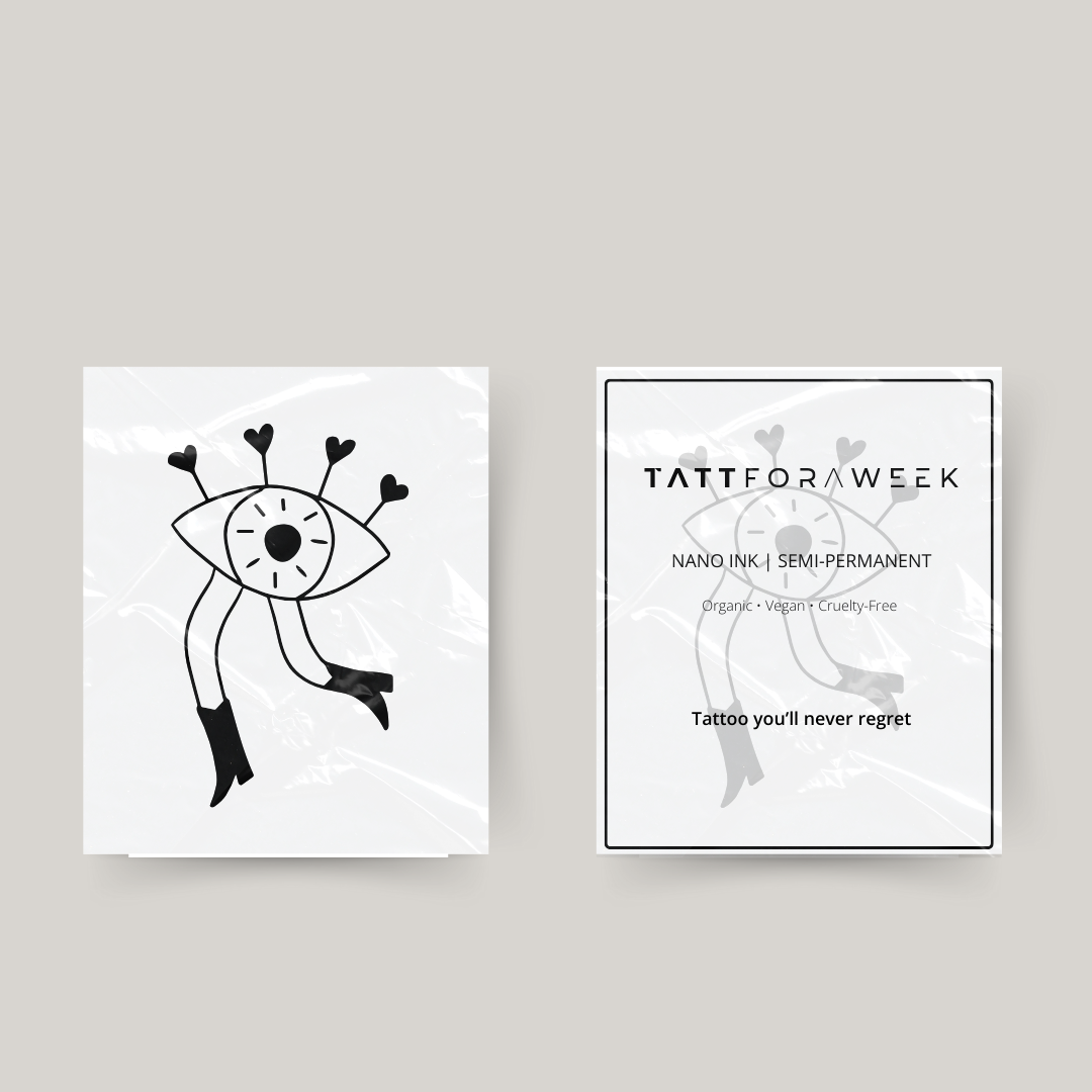 Tijdelijke tattoo lopend oog met hartjes