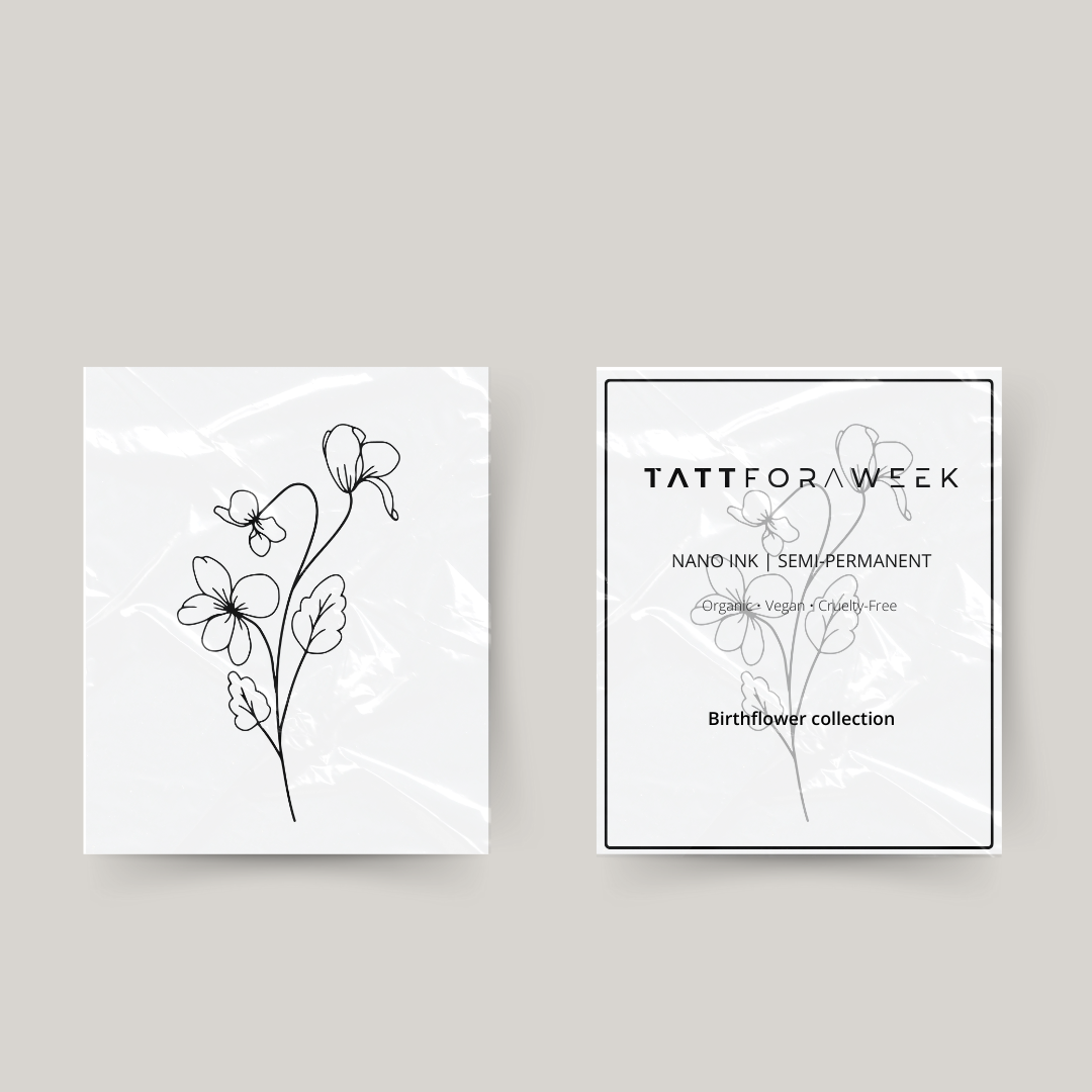 Tatuagem temporária flor de nascimento fevereiro