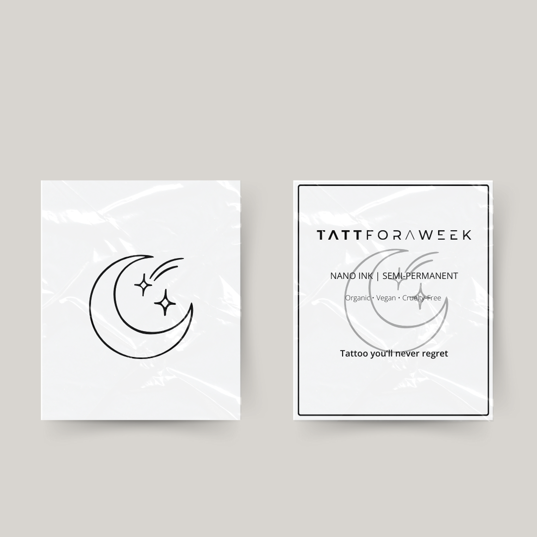 Tatuagem temporária lua e estrela cadente