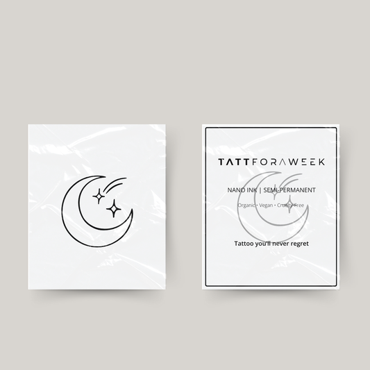 Tatuagem temporária lua e estrela cadente