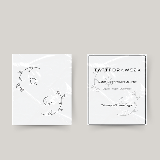 Tatuagem temporária combinada flores, sol e lua