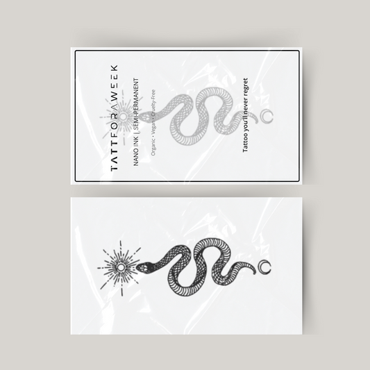 Tatuagem temporária de cobra, sol e lua