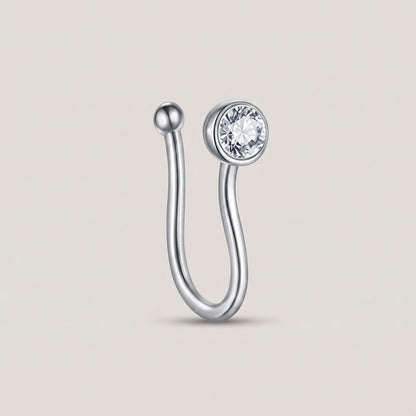 Nep neuspiercing clip steentje zilver