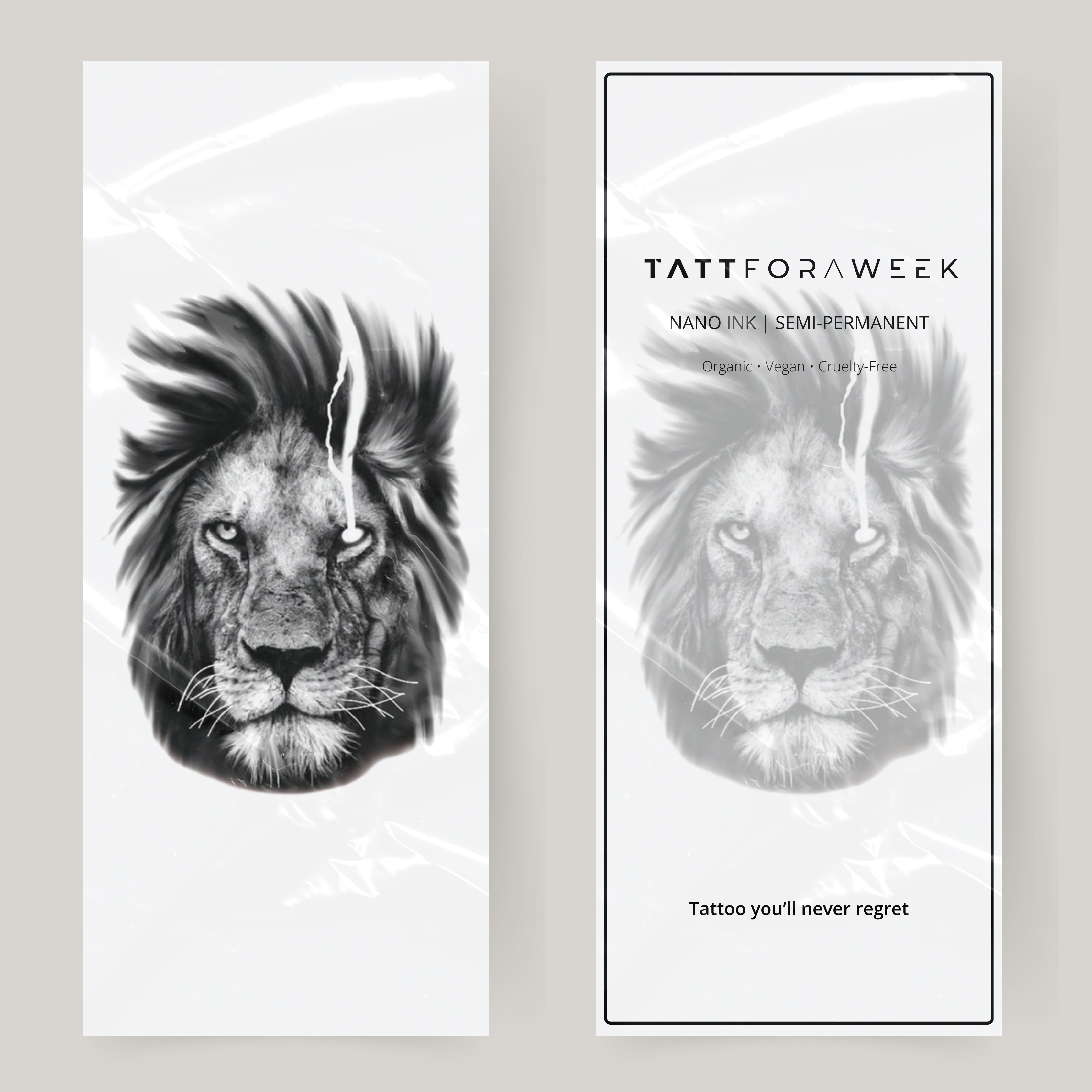 Grande tatuagem falsa de leão irritado