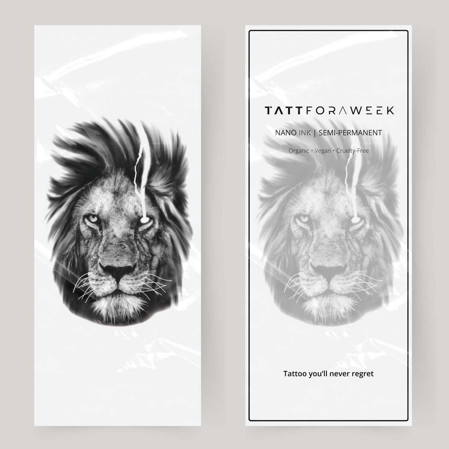 Grande tatuagem falsa de leão irritado