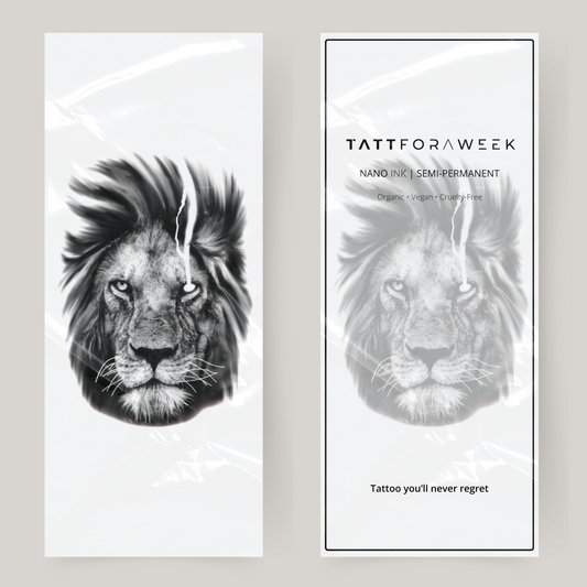 Grande tatuagem falsa de leão irritado