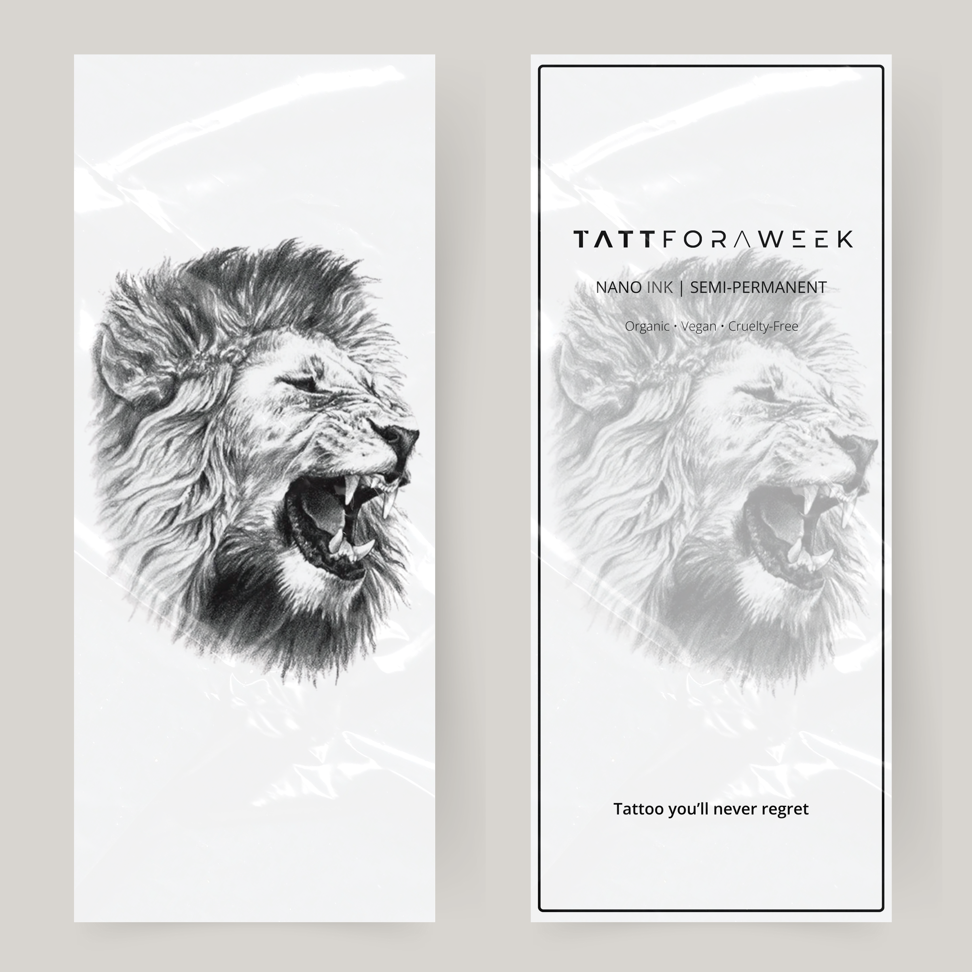 Grande tatuagem falsa de leão que ruge