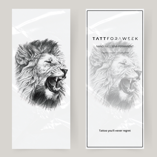 Grande tatuagem falsa de leão que ruge