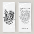 Grande tatuagem falsa de tigre com flores