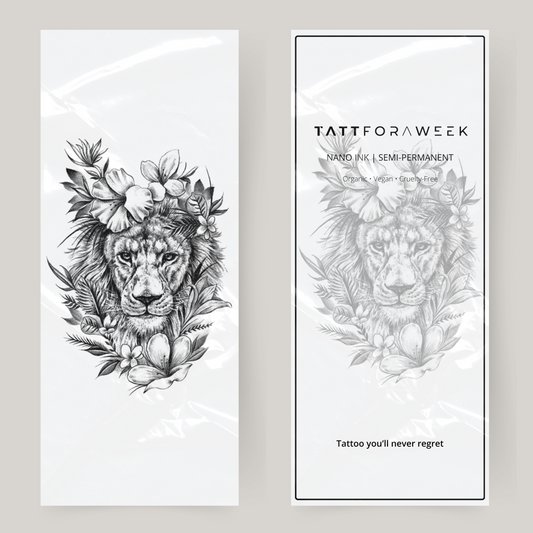 Grande tatuagem falsa de tigre com flores